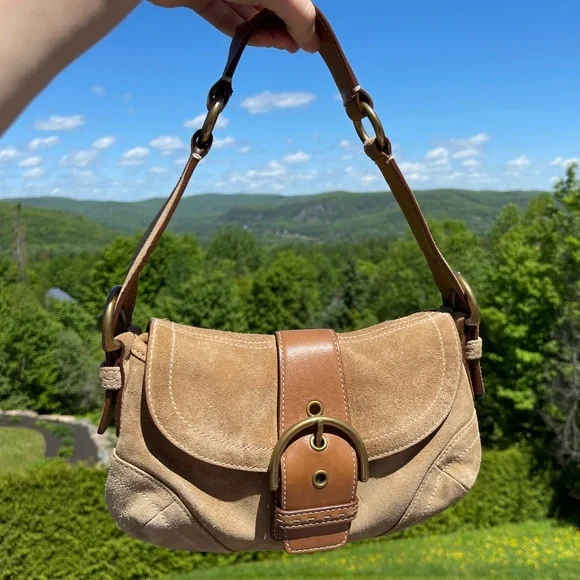 SOLD 🔴 Coach Soho Shoulder bag buckle bag 9692 suede leather tan brown vintage - Picture 17 of 17